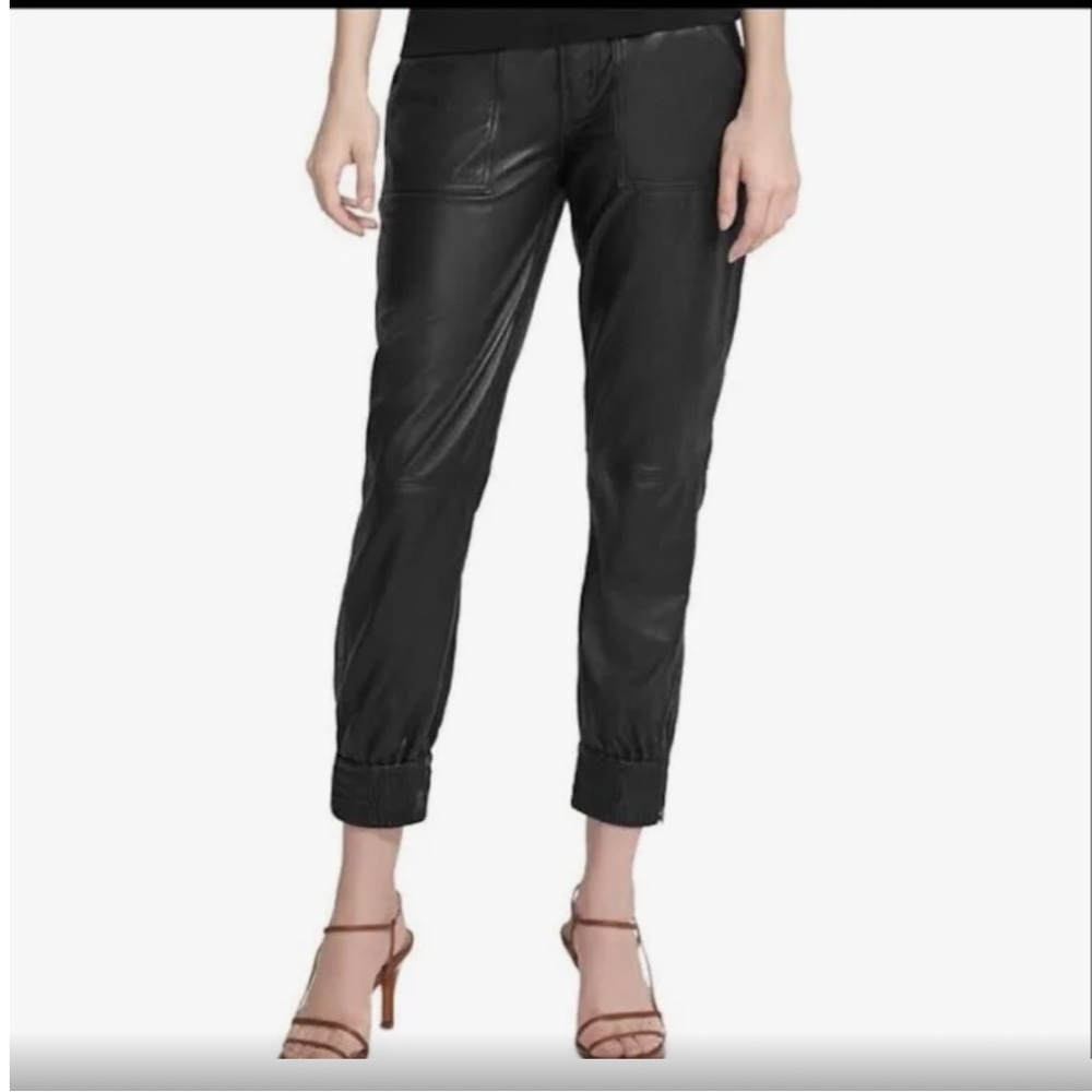 J Brand Black Leather Jogger sz 30